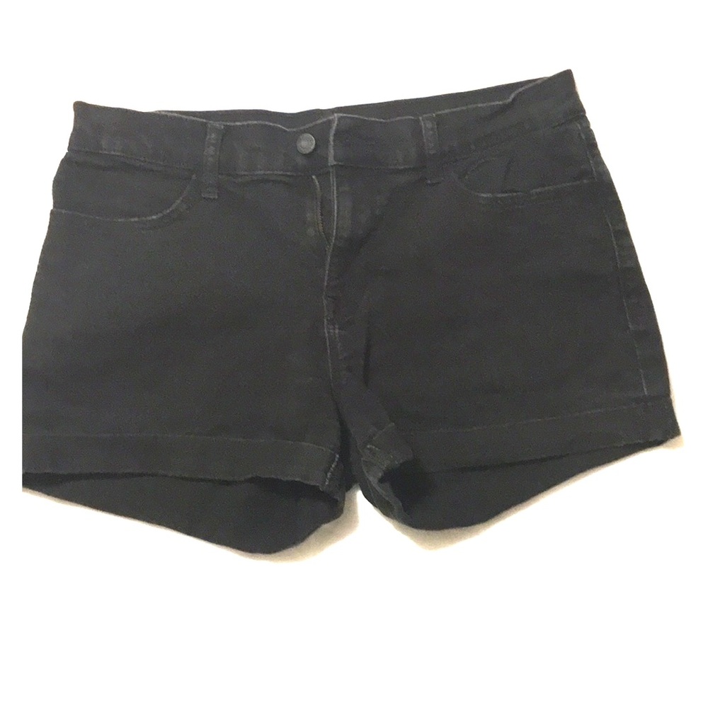 Black denim shorts
